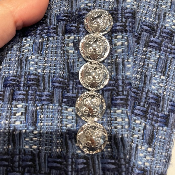 $698 Veronica Beard Cutaway Dickey Jacket Blazer blue luxe fringe trim tweed 8 - Picture 10 of 16